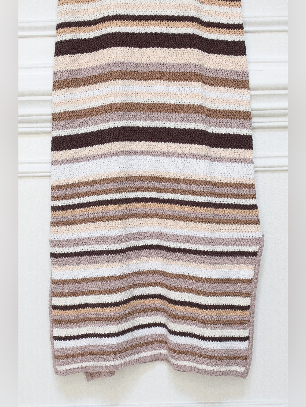House of Harlow Crochet Maxi Dress Striped Brown Size M - Picture 4 of 9